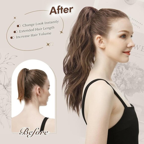 Synthetic Ponytail Extensions Long Wavy Clip-in Hairpiece for Women 20\